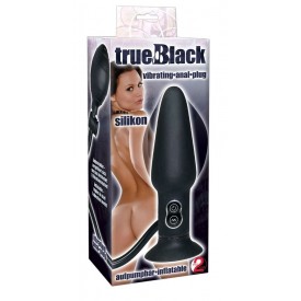 Анальный вибратор с функцией расширения True Black - 17 см.