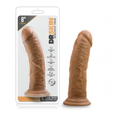 Кофейный фаллоимитатор 8 Inch Cock With Suction Cup - 20,3 см.