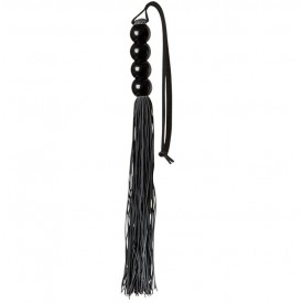 Чёрная мини-плеть из силикона с акриловой рукоятью SILICONE FLOGGER WHIP - 35 см.